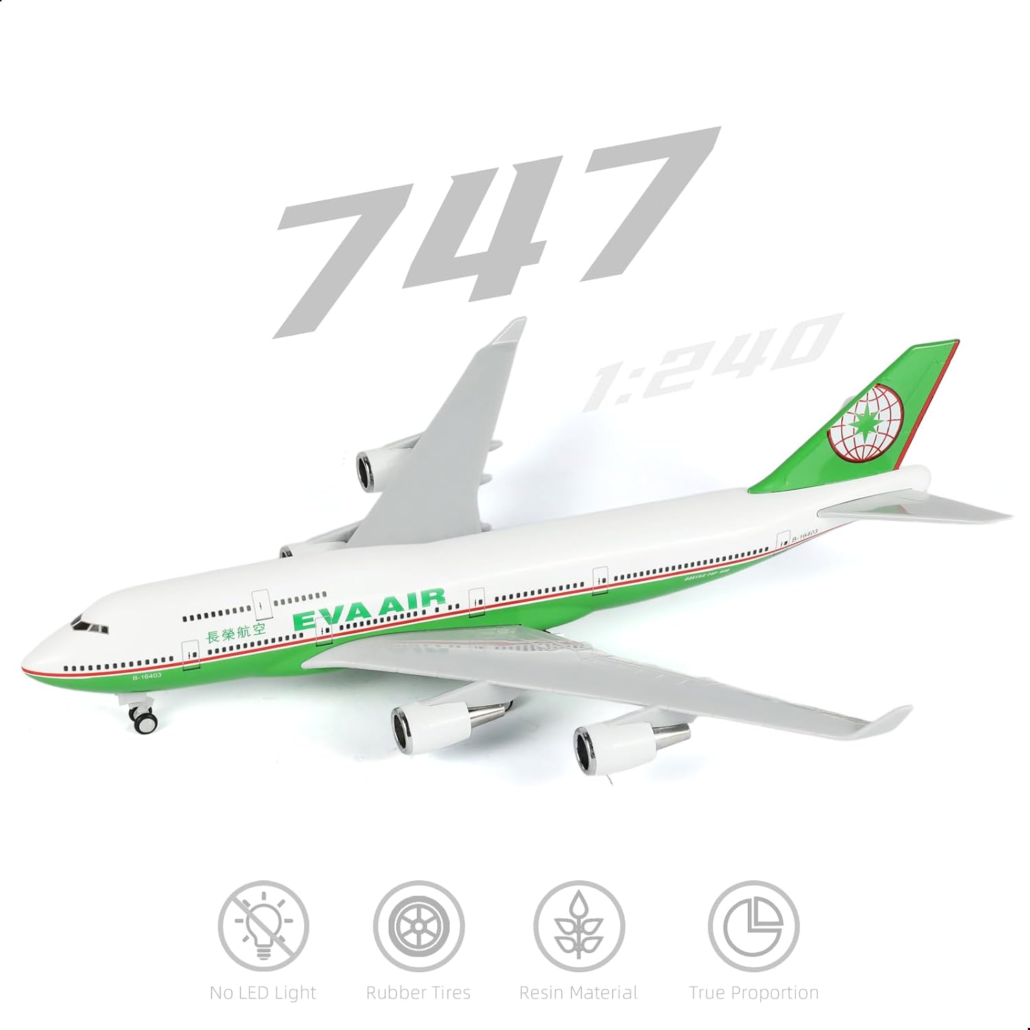 Model Kit Resin - 30cm EVA Air 747 Airplane Model